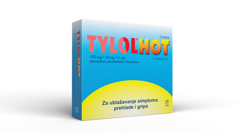 TYLOL HOT 500mg+60mg+4mg 12 Kesica