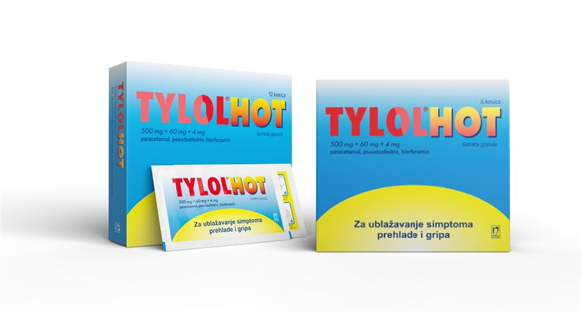 TYLOL HOT 500mg+60mg+4mg 12 Kesica
