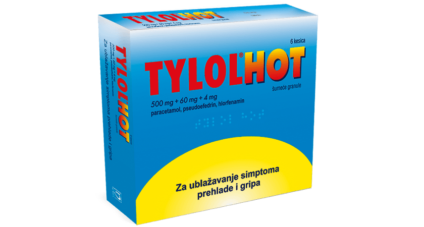 TYLOL HOT 500mg+60mg+4mg 6 Kesica